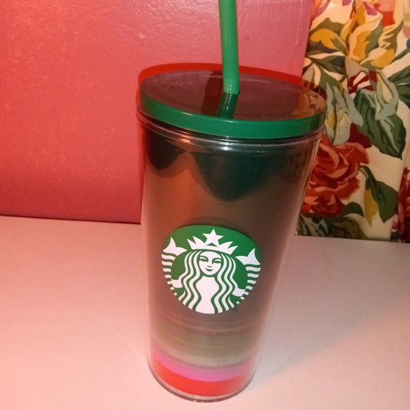 Starbucks CHRISTMAS GREEN & RED 2022 Holiday Travel Tumbler WITH Lid - Picture 3 of 9